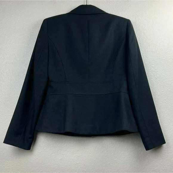 Anne Klein Suit Women's Sz 6 Blazer Three-Button Bal Collared Flare Lined Black - Picture 2 of 11